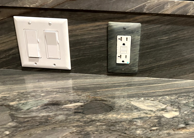 Hand-Painted Outlet Cover To Blend with Natural Stone